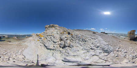 360 VR - Peaceful and beautiful beach with Rauk near Water