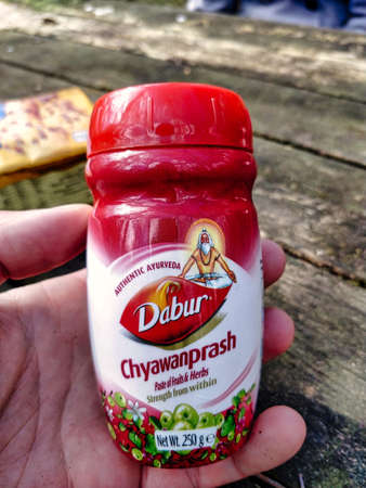 Gothenburg, Sweden - April 26, 2021: Chyawanprash Indian supplement. Close Upのeditorial素材