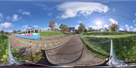 Gothenburg, Sweden- September 28 2020: Public Transport Tram Arriving, 360 Photoのeditorial素材