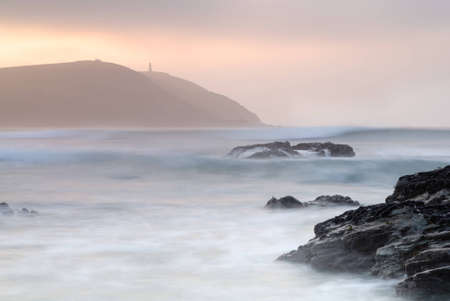 Cornwall seascape looking from Damer Bay to Stepper point in the distance.の写真素材