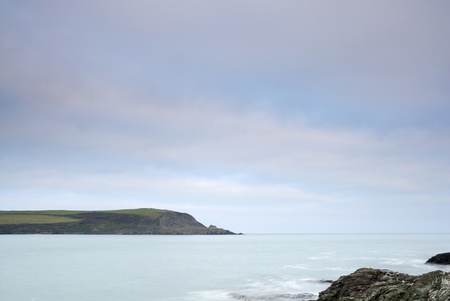 Cornish seascape shot in twilight. View to Stepper Point.の写真素材