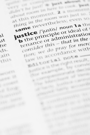 Macro image of dictionary word: Justice.の写真素材