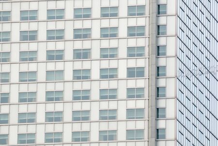 Detail of skyscraper windows in Warsaw, Poland.
