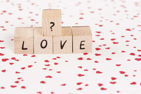 The word love made out of wooden blocks.の写真素材