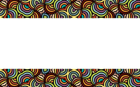 Geometric ethnic wallpaper with stylish horizontal inserts. Ornament based on African, Indian, Mexican, Aztec motives.Doodling pattern. Design for wrapping paper, business card, website, presentationsのイラスト素材