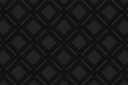 3D volumetric convex embossed black background. Ethnic geometric style. Modern creative curly pattern for wallpapers, presentations, textiles, websites, coloring, wrapping paper.のイラスト素材