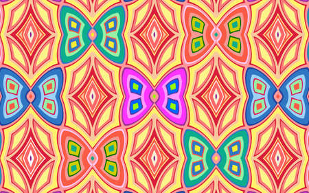 Geometric background with a pattern of decorative butterflies. Vector graphics.のイラスト素材