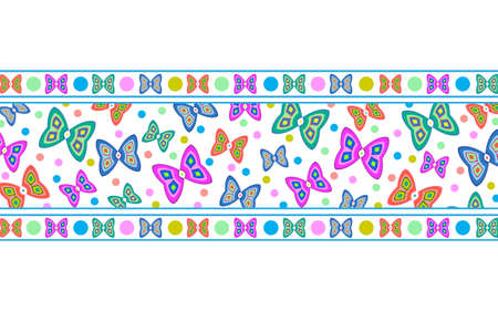 Border ornament of multicolored butterflies for design and decoration.Vector graphics.のイラスト素材