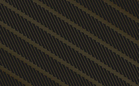 Stylish geometric pattern of gold lines and contours on a black background. Vector graphics.