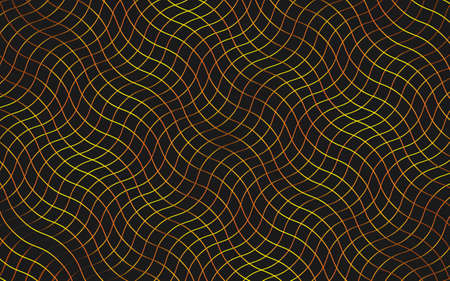 Abstract geometric background from a golden curved mesh. Vector graphics on a black background.