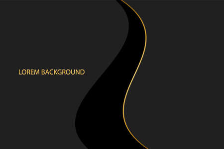 Original cover design, horizontal vector template. Geometric black background for text with a vertical insert with a golden outline Vector graphics for presentations, business pages, brochures.のイラスト素材