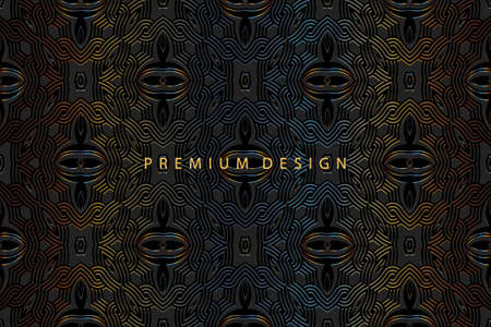 Geometric abstract volumetric convex 3D pattern. Embossed fantasy black background in oriental,...