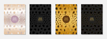 Cover design set, vertical vector templates. Geometric 3D, embossed, minimalistic pattern, frame for text. Vector graphics for presentations, business pages, brochures, invitations, menus.のイラスト素材