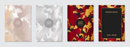 A set of original covers. Trendy background with unique grunge texture, geometric pattern.Collection of vertical vector templates for catalog, brochure template, magazine layout, booklet, flyer.のイラスト素材
