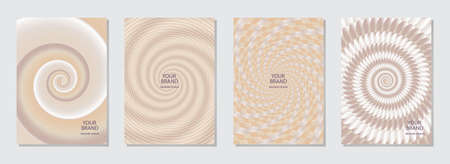 A set of stylish covers. 3d backgrounds with a geometric fractal embossed pattern in light colors. Collection of vertical templates for catalog, brochure template, magazine layout, booklet, flyer.のイラスト素材