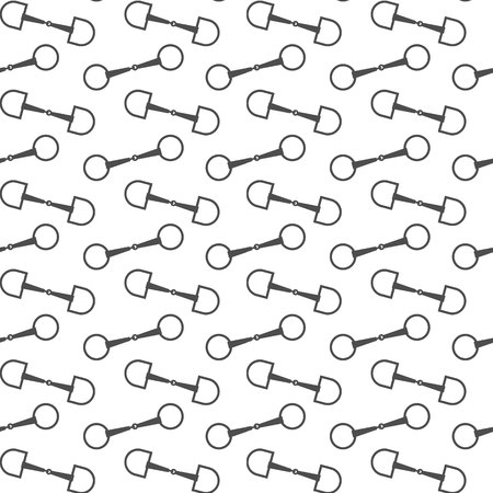 vector seamless pattern of metal gray horse equestrian bridle bits steel isolated on white backgroundのイラスト素材