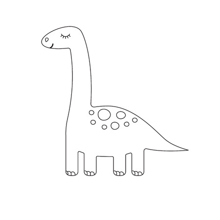Vector flat cartoon cute mint dinosaur diplodocus isolated on white backgroundのイラスト素材