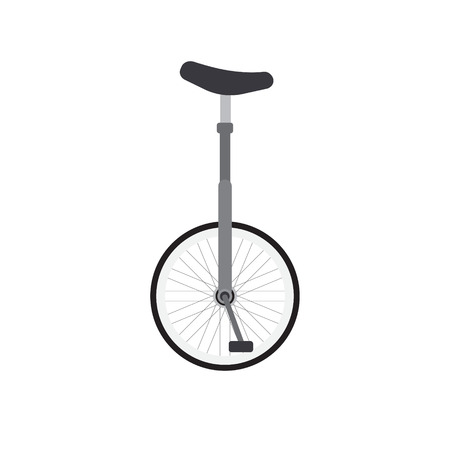 Vector flat cartoon gray one wheel bicycle isolated on white backgroundのイラスト素材
