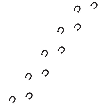 Vector black flat horse shoe steps footprints road isolated on white backgroundのイラスト素材