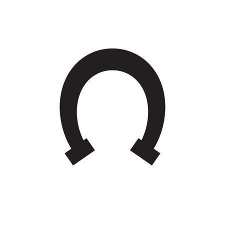 Vector black flat icon logo silhouette of horse shoe isolated on white backgroundのイラスト素材