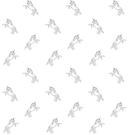 Vector seamless pattern of hand drawn doodle sketch unicorn isolated on white backgroundのイラスト素材