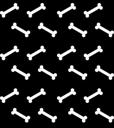 vector seamless flat cartoon bones white pattern isolated on blackのイラスト素材