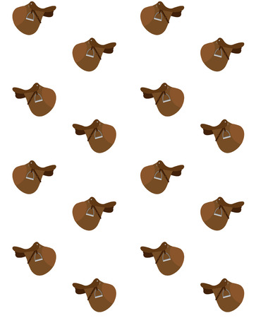 seamless pattern vector brown cartoon flat classical english show cross jumping horse saddle isolated on whiteのイラスト素材