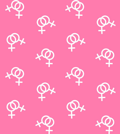 white lesbian symbol seamless pattern isolated on pink backgroundのイラスト素材