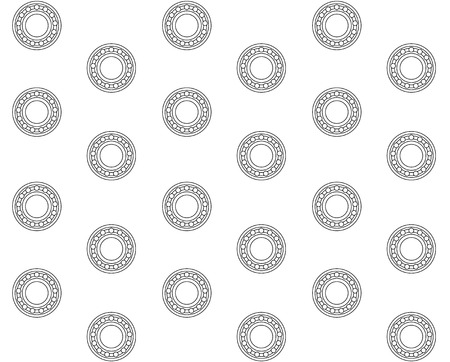 wheel roller skate cartoon flat vector bearing seamless pattern isolated on whiteのイラスト素材