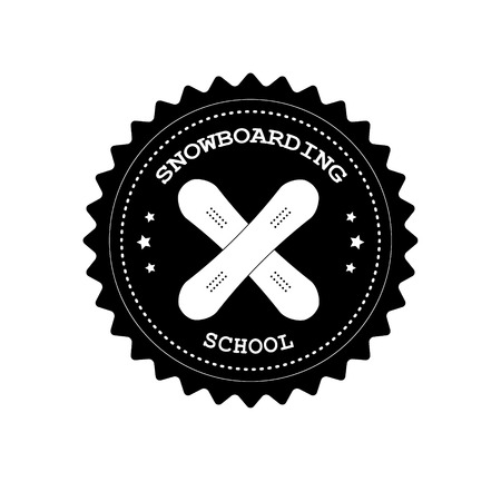 vector retro vintage old snow board round black logo isolated on whiteのイラスト素材