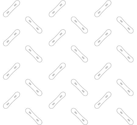 vector seamless snow board black contour line deck pattern isolated on whiteのイラスト素材