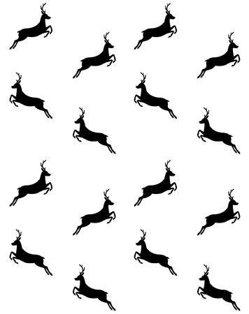 Vector seamless pattern of black deer silhouette isolated on white backgroundのイラスト素材
