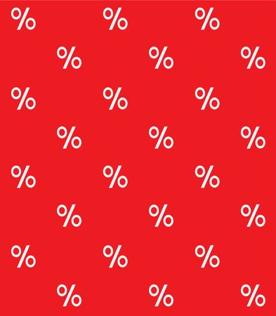 Vector seamless pattern of white sale percent symbol isolated on red backgroundのイラスト素材