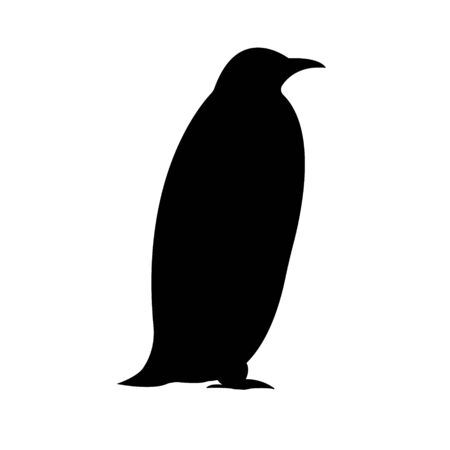 Vector flat black silhouette of penguin isolated on white backgroundのイラスト素材