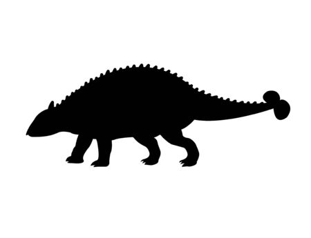 Vector flat black silhouette of ankylosaurus isolated on whiteのイラスト素材
