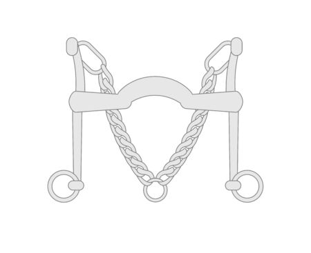 Vector flat gray icon  of dressage equestrian horse curb bit on white backgroundのイラスト素材
