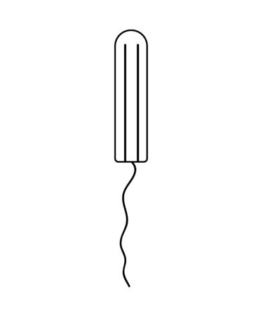 Vector flat cartoon line drawn woman menstrual tampon icon isolated on white backgroundのイラスト素材