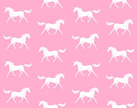 Vector seamless pattern of hand drawn doodle sketch unicorn isolated on pastel pink backgroundのイラスト素材