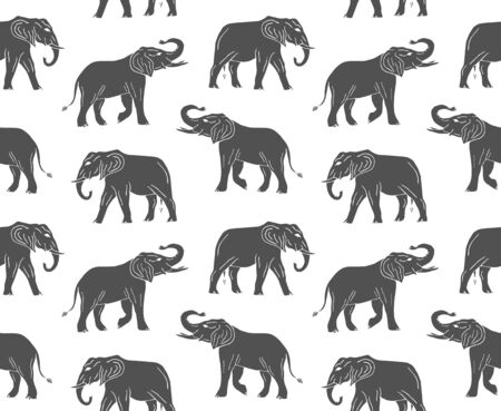 Vector seamless pattern of hand drawn doodle sketch elephant isolated on white backgroundのイラスト素材
