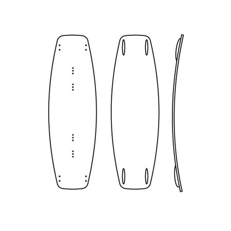 Vector set collection of flat black line wake surf board icon isolated on white backgroundのイラスト素材