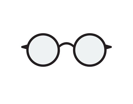 Vector flat cartoon black icon of glasses isolated on white backgroundのイラスト素材