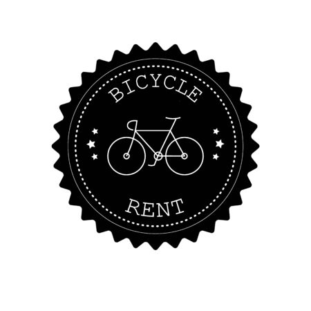 Vector black flat retro vintage round design with bicycle isolated on white backgroundのイラスト素材