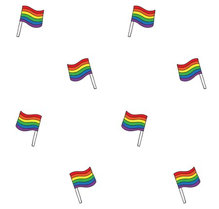 Vector seamless pattern of hand drawn doodle sketch   rainbow flag isolated on white backgroundのイラスト素材