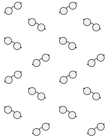 Vector seamless pattern of flat cartoon black glasses isolated on white backgroundのイラスト素材