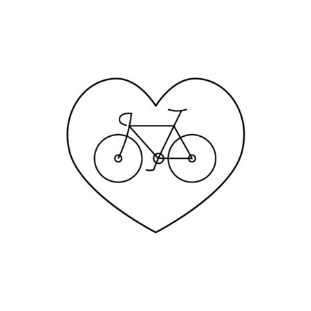 Vector black thin line bicycle in heart icon  isolated on white backgroundのイラスト素材
