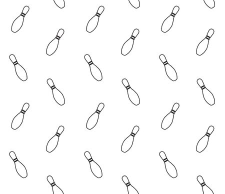 Vector seamless pattern of flat outline bowling skittles isolated on white backgroundのイラスト素材