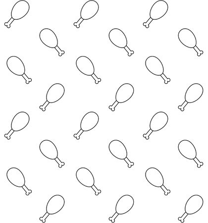 Vector seamless pattern of flat outline chicken leg isolated on white backgroundのイラスト素材