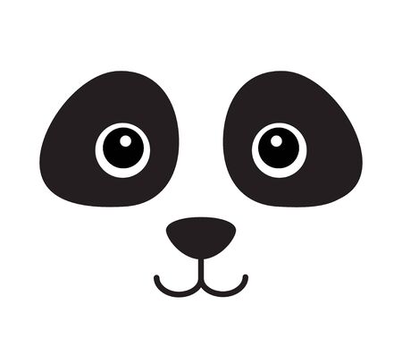 Vector flat kawaii panda face isolated on white backgroundのイラスト素材