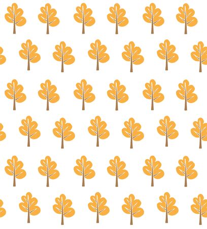 Vector seamless pattern of orange hand drawn sketch fall trees isolated on white backgroundのイラスト素材