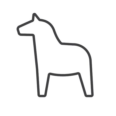 Vector black outline Scandinavian Swedish horse isolated on white backgroundのイラスト素材